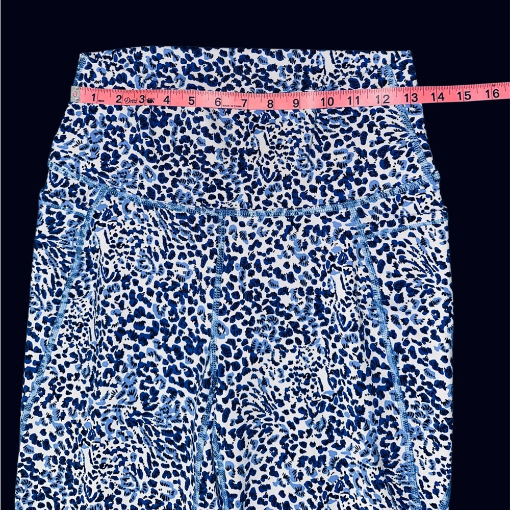 Lilly Pulitzer Abstract Blue and White Leopard Wide-Leg Pants/ Leggings szL - Picture 8 of 12